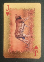 Animal-Themed Golden Foil PVC Mini Playing Card Jaguar Jack Hearts - $1.84