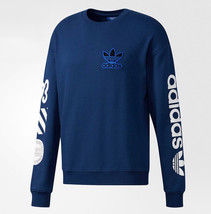 New Adidas Originals Mens Crew Sweatshirt NY Blue logo Sweater hoodie BQ... - £79.92 GBP