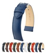 HIRSCH Kansas Buffalo Grain Leather Watch Strap - White Band/Silver Buck... - $52.10 CAD