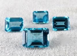 Blue Topaz Octagon Cut 4 Pcs 28.9 Carats Gemstones For Pendant Earring Ring Set - £159.47 GBP