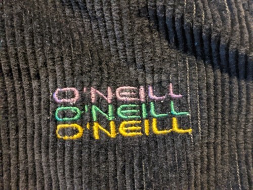 1990's Vintage O'Neill Kord Knopf Langärmelig Jacke Schwarz Grau L 12282 USA Item image 2