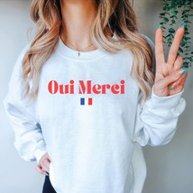 Oui Merci sweatshirt, French slogan sweater,France Paris Minimalism sweatshirt,F - £35.70 GBP