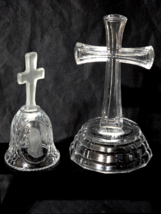 Vintage DEPLOMB Lead Crystal Bell And Cross Statue Figurine Christian 7” - $21.98