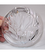 Frosted Crystal Raised Floral Iris Bedside Ring, Trinket Or Candy Dish 5... - $10.56