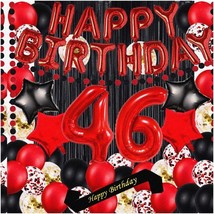 &quot;Red 46th Birthday Bash Kit - 16&quot; Happy Birthday Balloons, Banner, Sash,... - $43.55