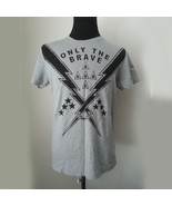 DIESEL Only The Brave Men Lightning Bolt Graphic T-Shirt Size L Heather ... - £21.08 GBP