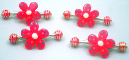 Baby Hair Decoration small Red Floral Set Cure Original Design Tinny Bold Pink - £5.64 GBP