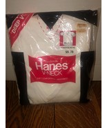 NOS 1979 HANES &quot;Deep V&quot; Cotton Men&#39;s V-Neck T-Shirt 3 Pack Size L NIP - £65.48 GBP