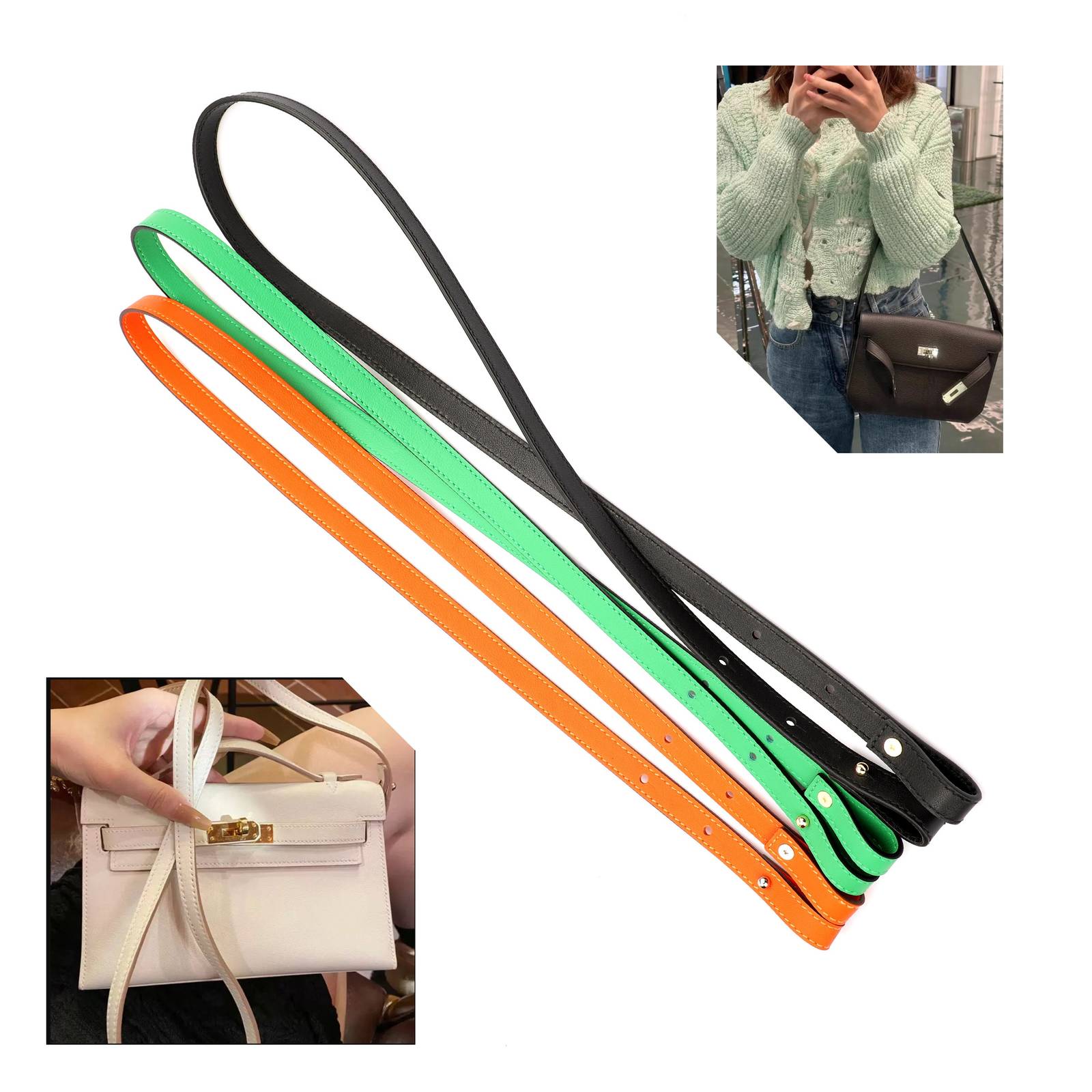 1.5cm width swift leather shoulder bag strap for Kelly pochette,tote bag strap f