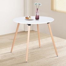 Furniturer 31.5 Inches Round Modern Dining Table For 4 People With Strong, White - £81.34 GBP