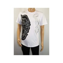 Men LAVERITA European Fashion Crew Shirt Rhine Stones Medusa 94491 White image 9