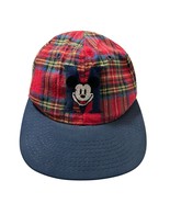 Vtg 90s Mickey Mouse Disney Store Made in USA Red Plaid Tartan Snapback ... - $631.78 MXN