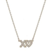 0.10CT Natural Diamond &quot;XO&quot; Pendant Necklace 14K Yellow Gold Plated Silver - £111.71 GBP