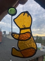 Vintage Rare Leaded Balloon Bear Stained Glass Suncatcher 5&quot; Cute - $9.90
