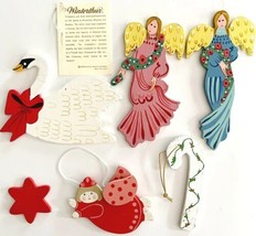 Christmas Ornaments 1984 Winterthur Museum Lot Of 5 Angels Swan Candy Cane E38 - £31.51 GBP