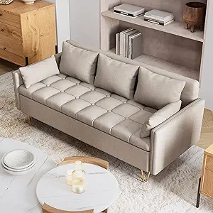 Sofa Couch Faux Leather 60&quot; W Sofas With Lift-Up Storage And Comfortable... - $739.99
