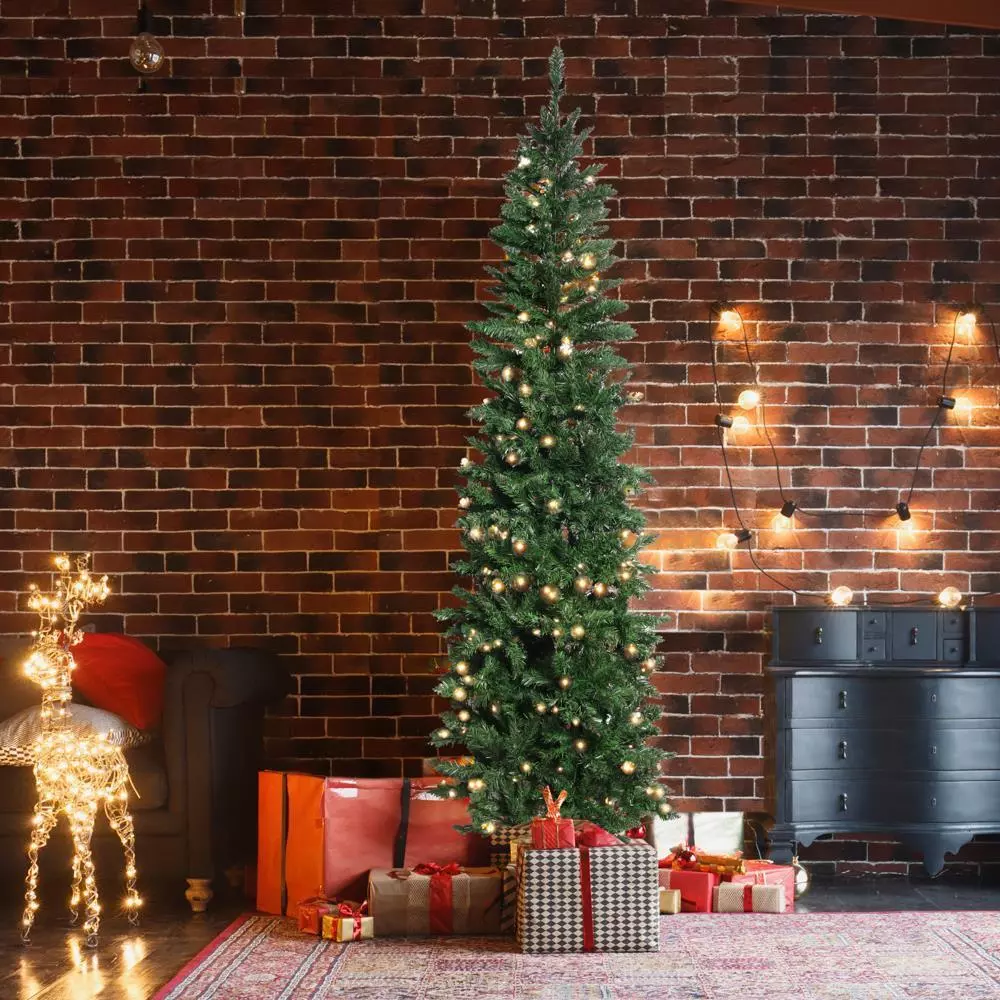 6.5FT Artificial Slim Christmas Pencil Tree w/Metal Stand Holiday Decor  - $99.96