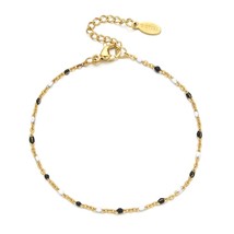 Mixed Enamel Colorful Gold Color Stainless Steel Bracelets for Women Beaded Bead - £11.79 GBP