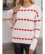 Heart Round Neck Long Sleeve Sweater - $31.00