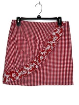 J.marie Women&#39;s Skirt Mini Gingham Ruffled Embroidered Lace Floral Red M... - £21.79 GBP