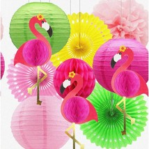 Tropical Flamingo Pineapple Party Pack - Includes Paper Lanterns, Fans, and Bann - £27.48 GBP