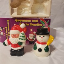 Vintage FHP Albany NY christmas snowman and santa candle set, new old stock - £15.45 GBP