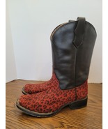 Circle G Boots Girl&#39;s Red Black Leopard Western Boots J7110 Youth Size 5.5 - €24,79 EUR