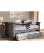 Siskal Gray Fabric Upholstered Full Size Daybed w/Trundle - €808,68 EUR