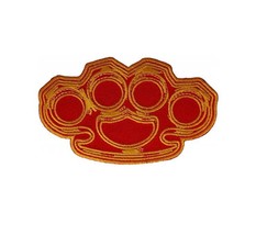 Red and Yellow BRASS KNUCKLES 3-1/2&quot; x 2-1/8&quot; iron on patch (7124) (C16) - £4.58 GBP