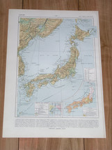 1925 Vintage Physical Map Of Japan - £12.13 GBP