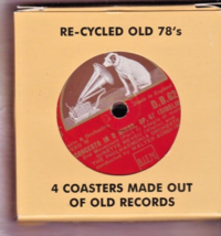 Set of four 78rpm up-cycled vinyl record drinks coasters in Box - $15.34
