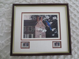 Framed Washington&#39;s Headquarters Valley Forge Print &amp; 1993 STAMPS--18.5&quot; X 16.5&quot; - £79.03 GBP