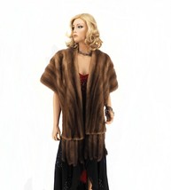 Vintage Trendy Pastel Brown Canadian Mink Fur Stole With Fringe - £155.03 GBP