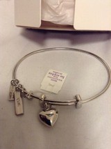 NEW NIB Lia Sophia Love Your Life Little Heart &amp; Crystal Bangle Bracelet... - £15.01 GBP