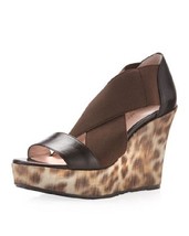 Taryn Rose Women&#39;s Sawyer Leopard Wedge Dark Brown Sandals Shoes size US... - £78.94 GBP