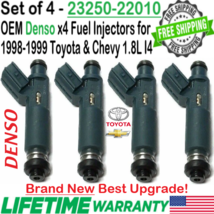 NEW OEM Denso x4 Best Upgrade Fuel Injectors for 1998-99 Toyota &amp; Chevrolet 1.8L - £178.32 GBP