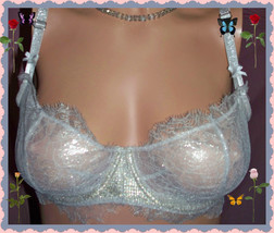 38D  Silver Metallic Lace WICKED UPLIFT PushUp wo padding Victorias Secr... - £31.45 GBP