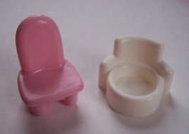 FP Little People WHITE &amp; PINK CHAIR Town City Village Dollhouse Home - £6.25 GBP
