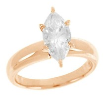 2 Ct Marquise-cut LC Moissanite Solitaire Engagement Ring Rose Gold Plated - £137.12 GBP