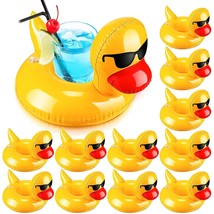 12 Pieces Duck Drink Floats Inflatable Drink Floats Reusable Cute Drink Holder S - £25.05 GBP