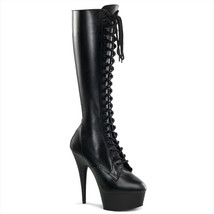 PLEASER Sexy Stripper Dancer 6&quot; High Heel Platform Black Knee Boots DEL2023/B/PU - £78.48 GBP