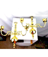 Brass Wall Taper Candleholders Set of Two Home Decor - £30.50 GBP