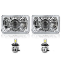 4X6&quot; Crystal Clear Glass Projector Headlight 6k LED HID Light Bulb Headlamp Pair - £77.18 GBP