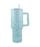 Mint Green Leopard 38 Oz Stainless Steel Tumbler Cup with Handle - £27.96 GBP