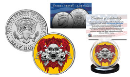 SKULL Official Legal Tender JFK Kennedy Half Dollar U.S. Coin - Triple Skulls - £6.72 GBP