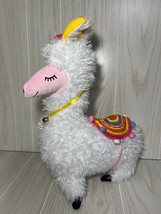 Limited Too plush white llama alpaca pinata rainbow tassels pompom saddle bell - £12.55 GBP