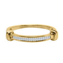 0.65CT Corte Baguette Lab-Created Topacio Blanco Anillo de Boda Amarillo Oro - £73.27 GBP