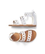 Gap Toddler Girls Brown White Scallop Strappy Stacked Heel Faux Leather ... - $24.74