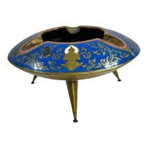 Vintage Mid-Century Cloisonné UFO Triple Leg Stand Brass Cigar Ashtray Enamel - £48.91 GBP