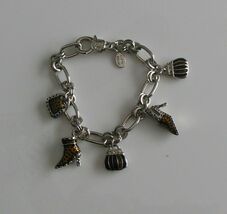 Cookie Lee Silver Tone Enamel Shoes/Handbag Charm Bracelet 7.5" - $13.85